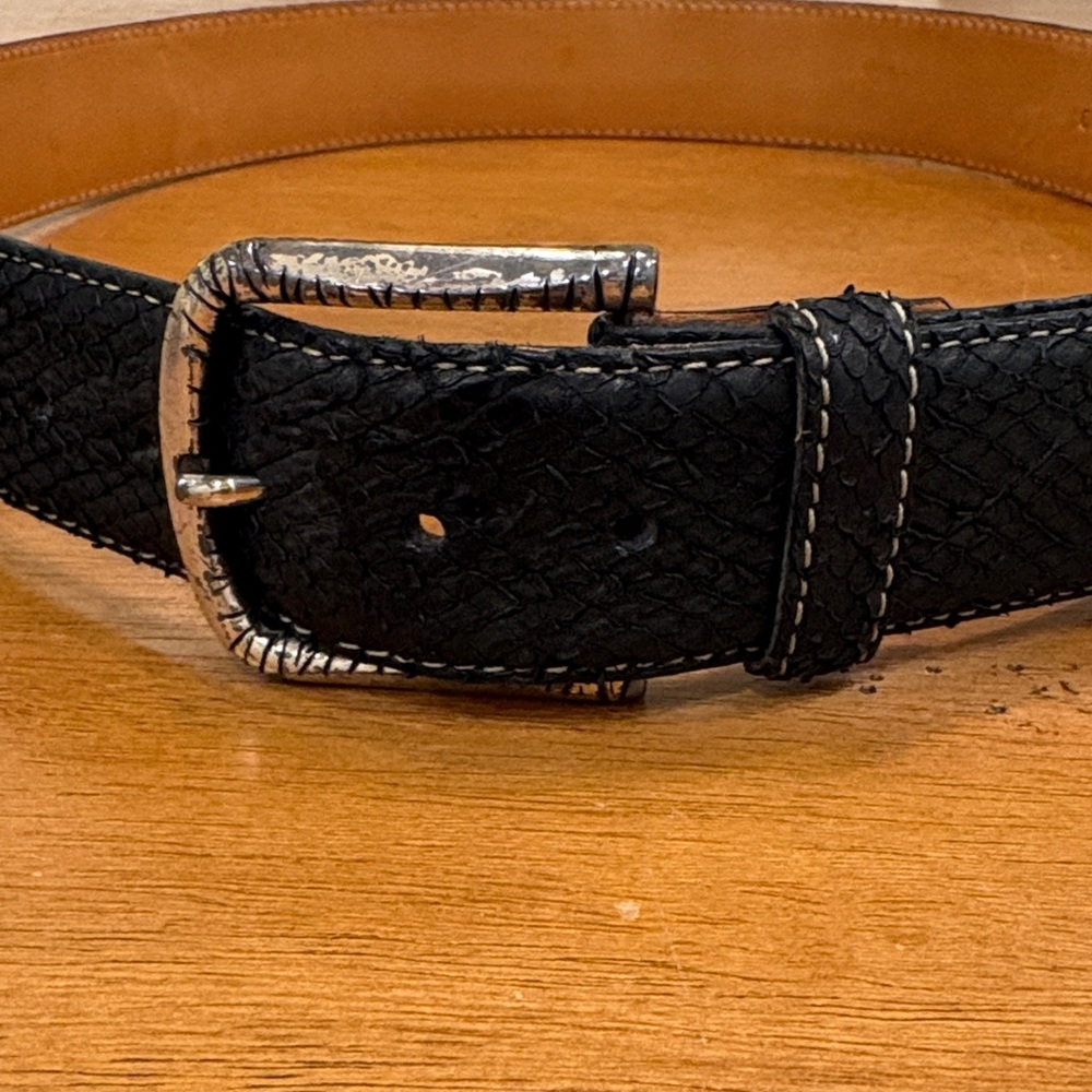 Martin Dingman men’s black faux python men’s belt size 36